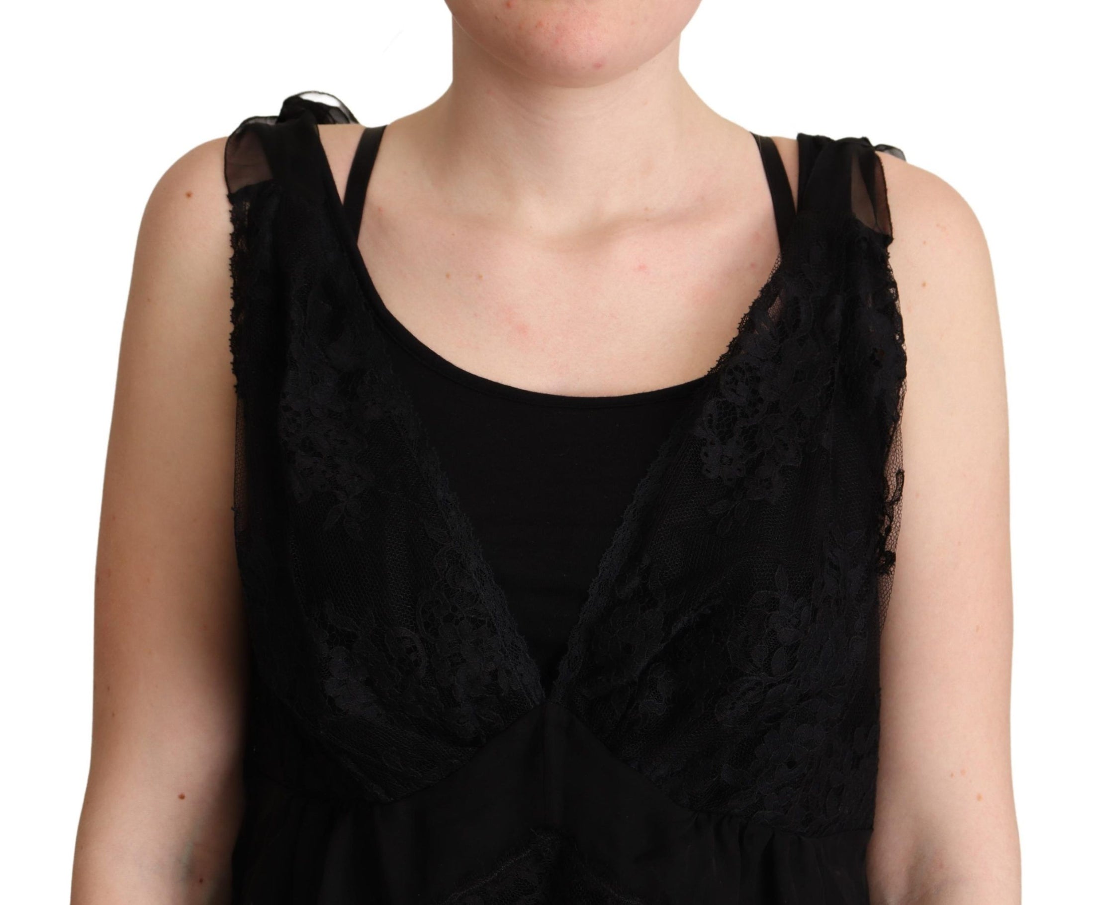 Dolce &amp; Gabbana Shiny silk blend camisole with lace trim