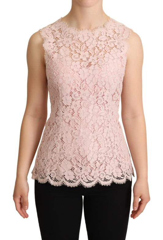 Dolce &amp; Gabbana Elegant pink lace blouse without sleeves