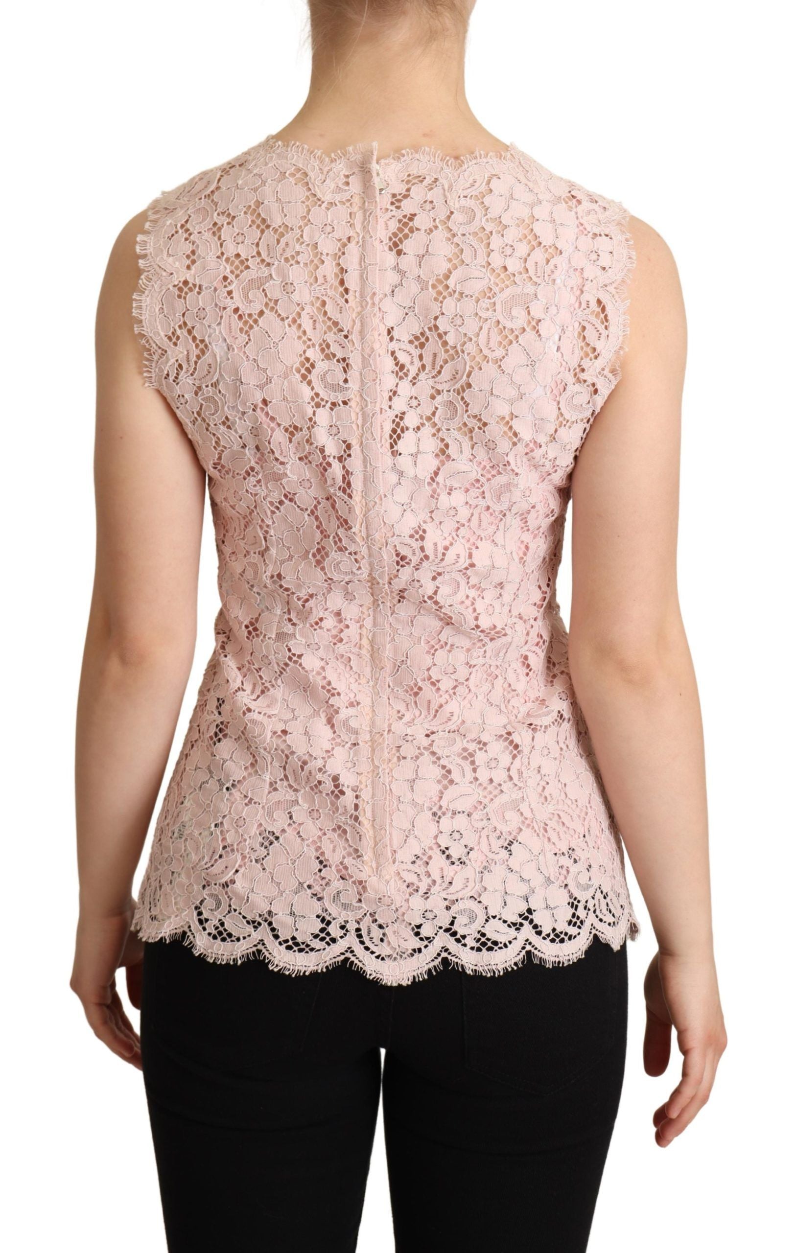 Dolce &amp; Gabbana Elegant pink lace blouse without sleeves