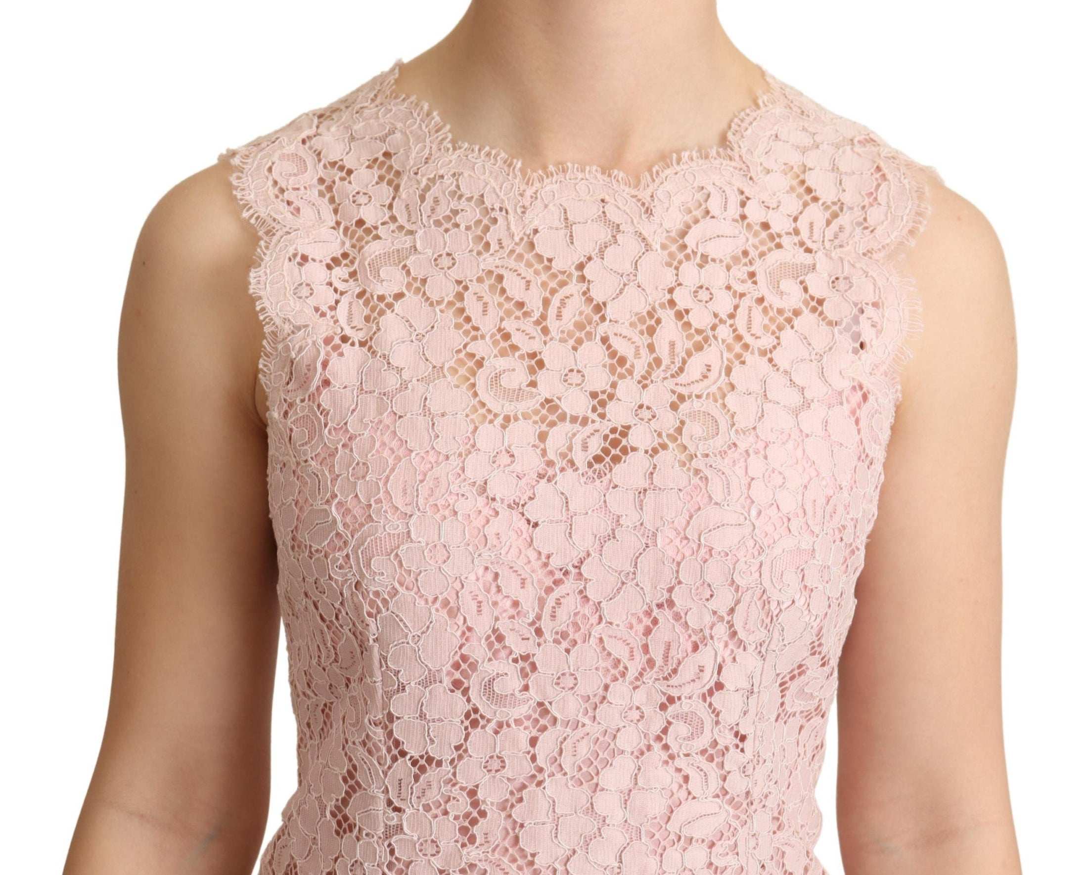 Dolce &amp; Gabbana Elegant pink lace blouse without sleeves