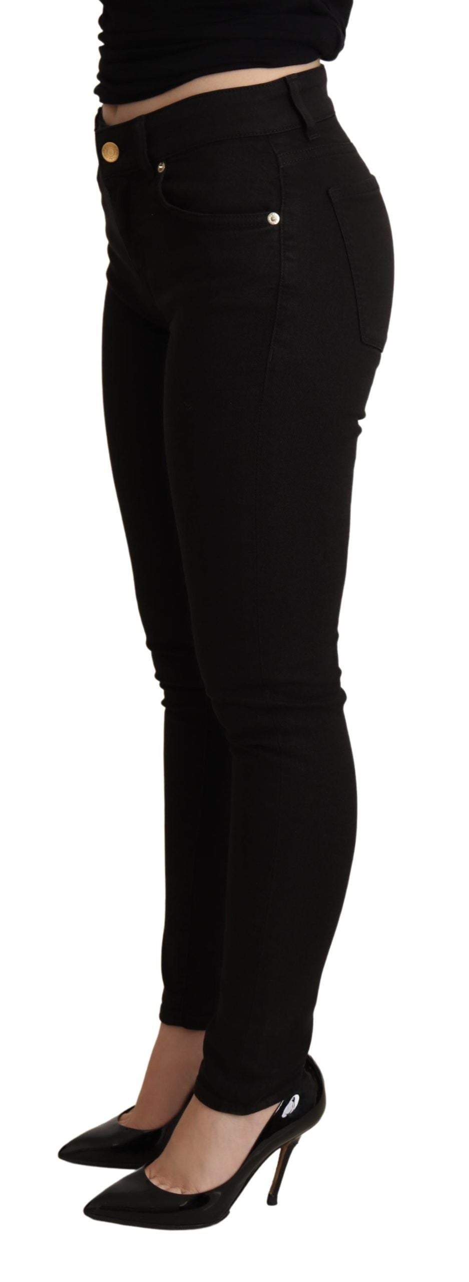 Dolce &amp; Gabbana Elegant black skinny jeans with a medium waist