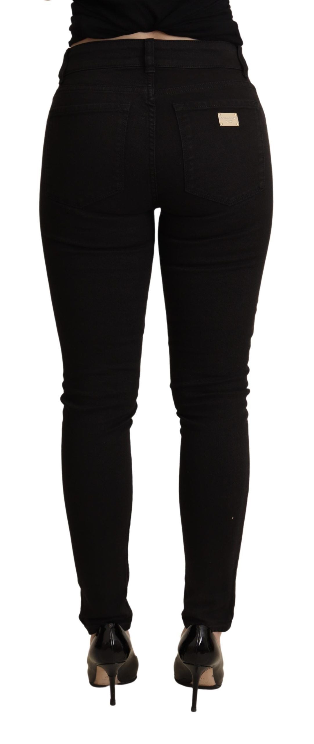 Dolce &amp; Gabbana Elegant black skinny jeans with a medium waist