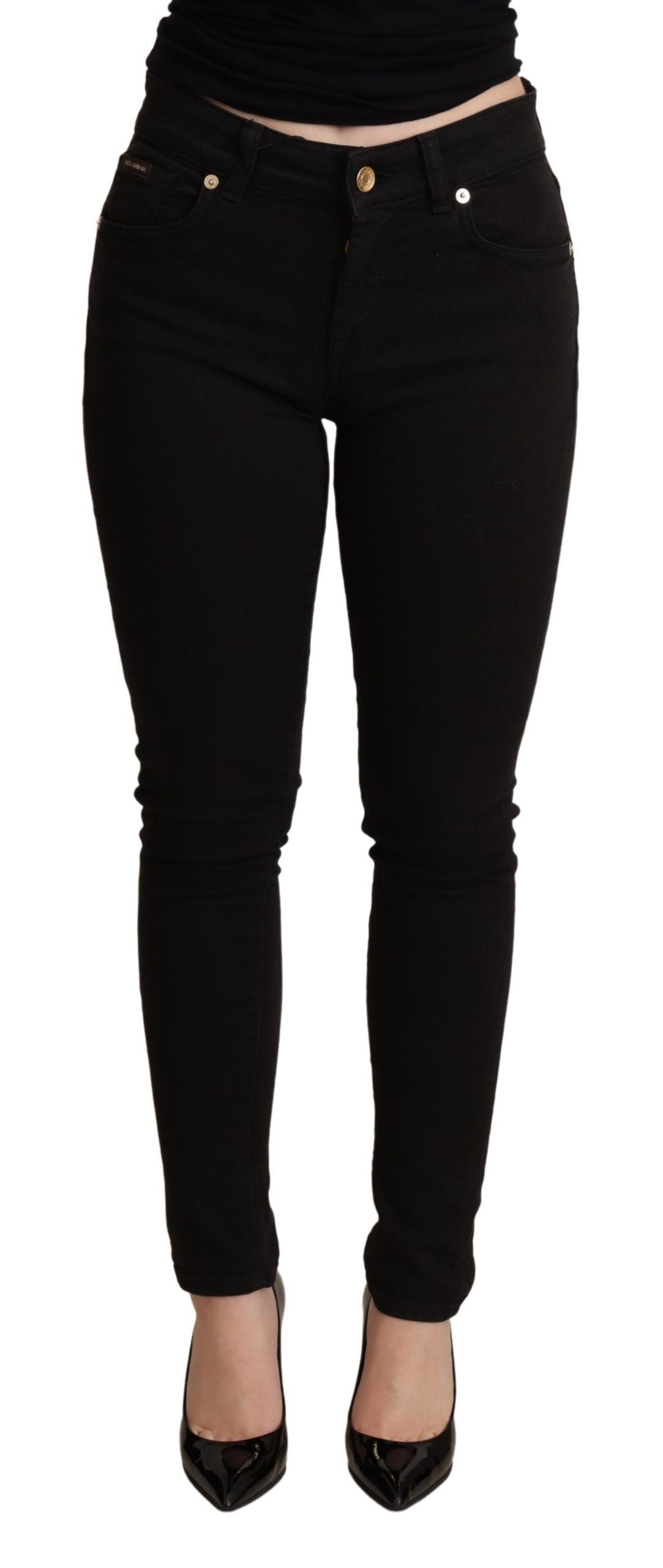 Dolce &amp; Gabbana Elegant black skinny jeans with a medium waist