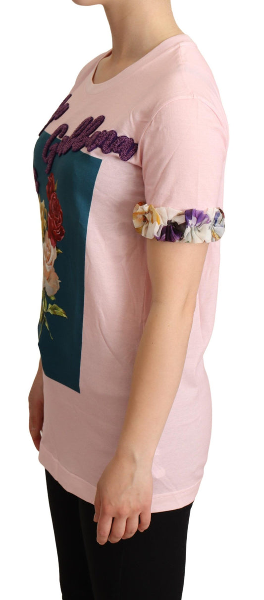 Dolce & Gabbana Elegantes T-Shirt mit Blumenapplikation