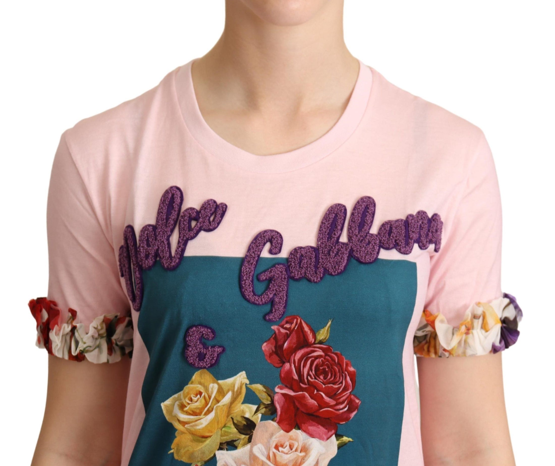 Dolce & Gabbana Elegantes T-Shirt mit Blumenapplikation