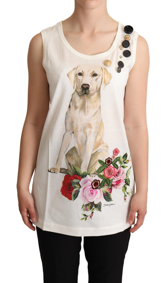 Köpekler için Dolce &amp; Gabbana Chic çiçekli kolsuz atlet