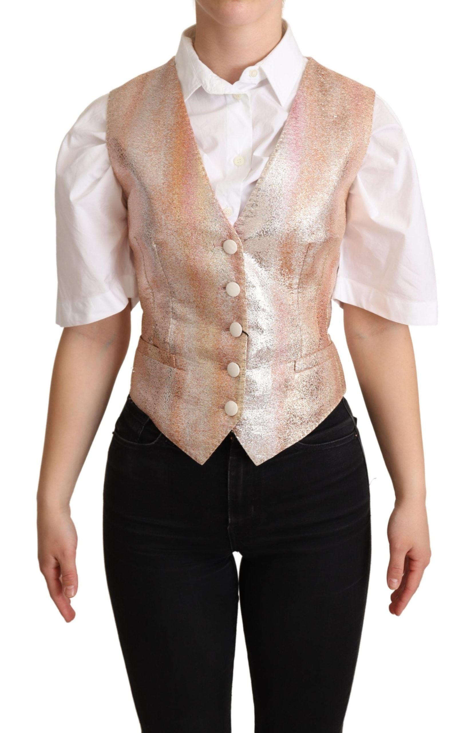 Dolce &amp; Gabbana Elegant pink metallic shine vest