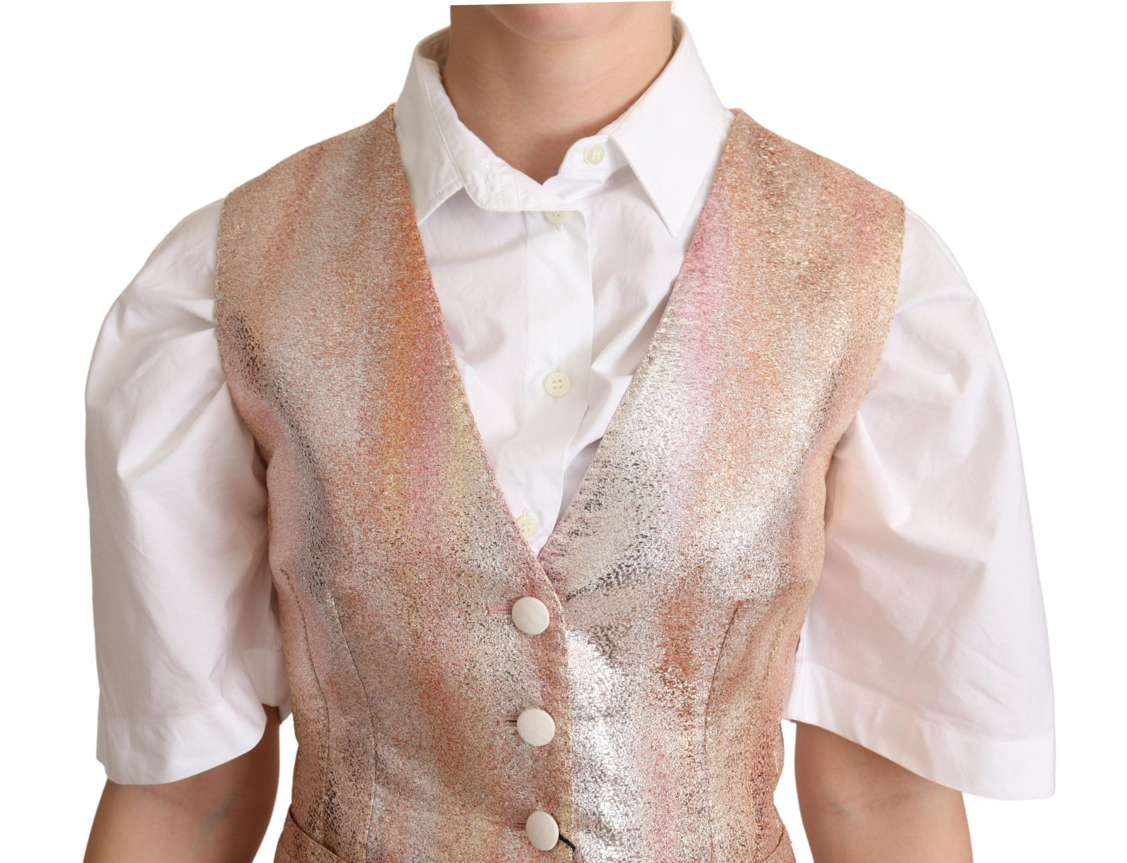 Dolce &amp; Gabbana Elegant pink metallic shine vest