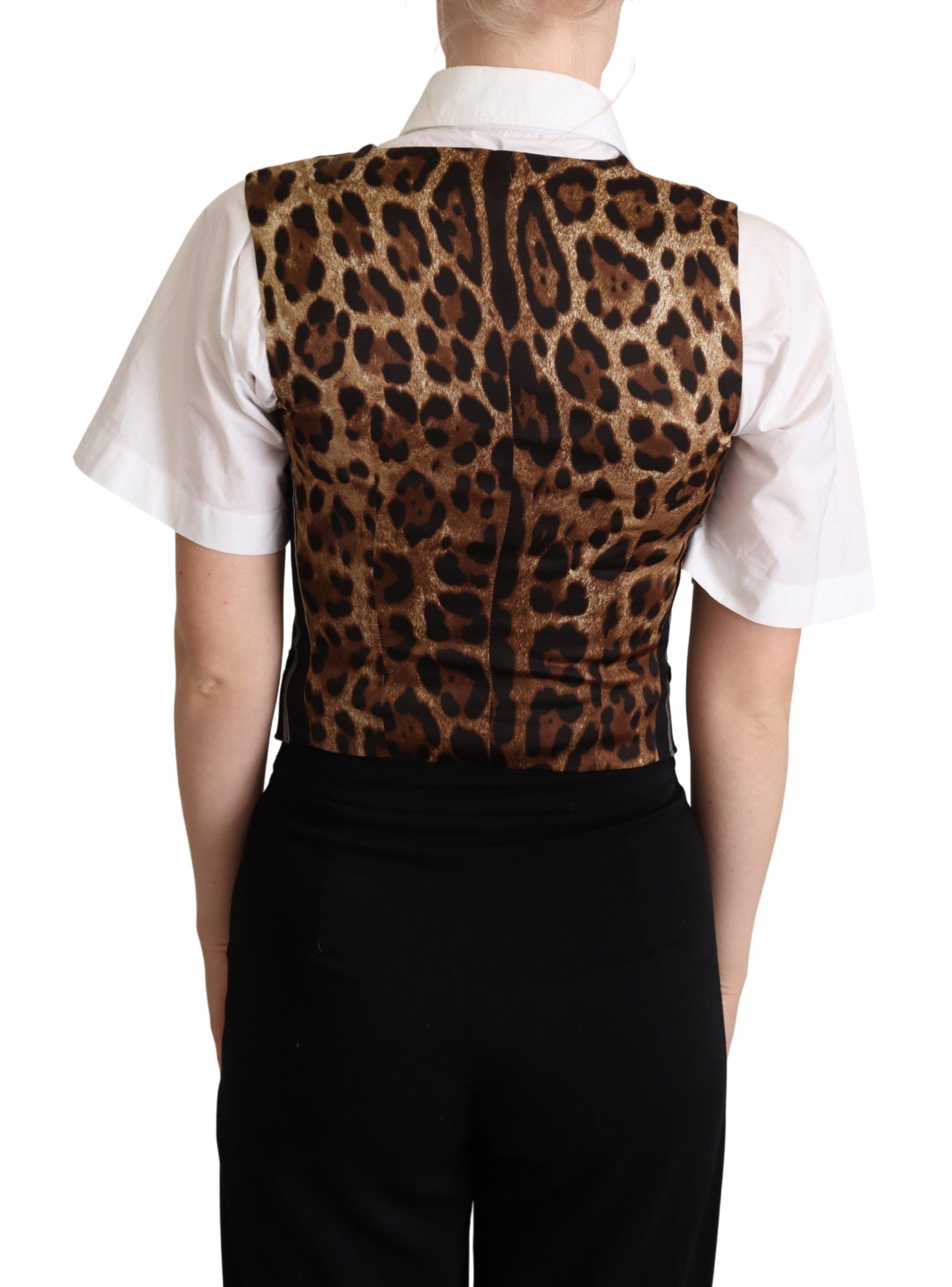 Dolce &amp; Gabbana Chic black leopard print vest