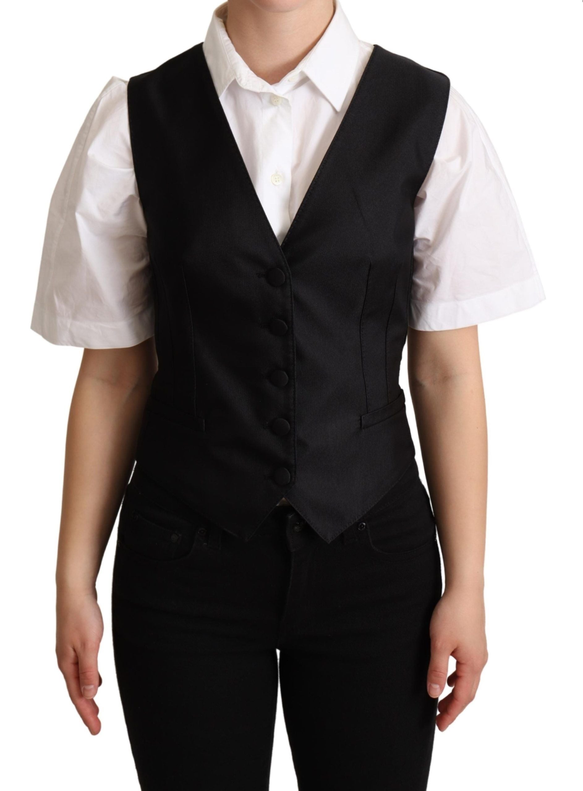 Dolce &amp; Gabbana Elegant black silk blend vest