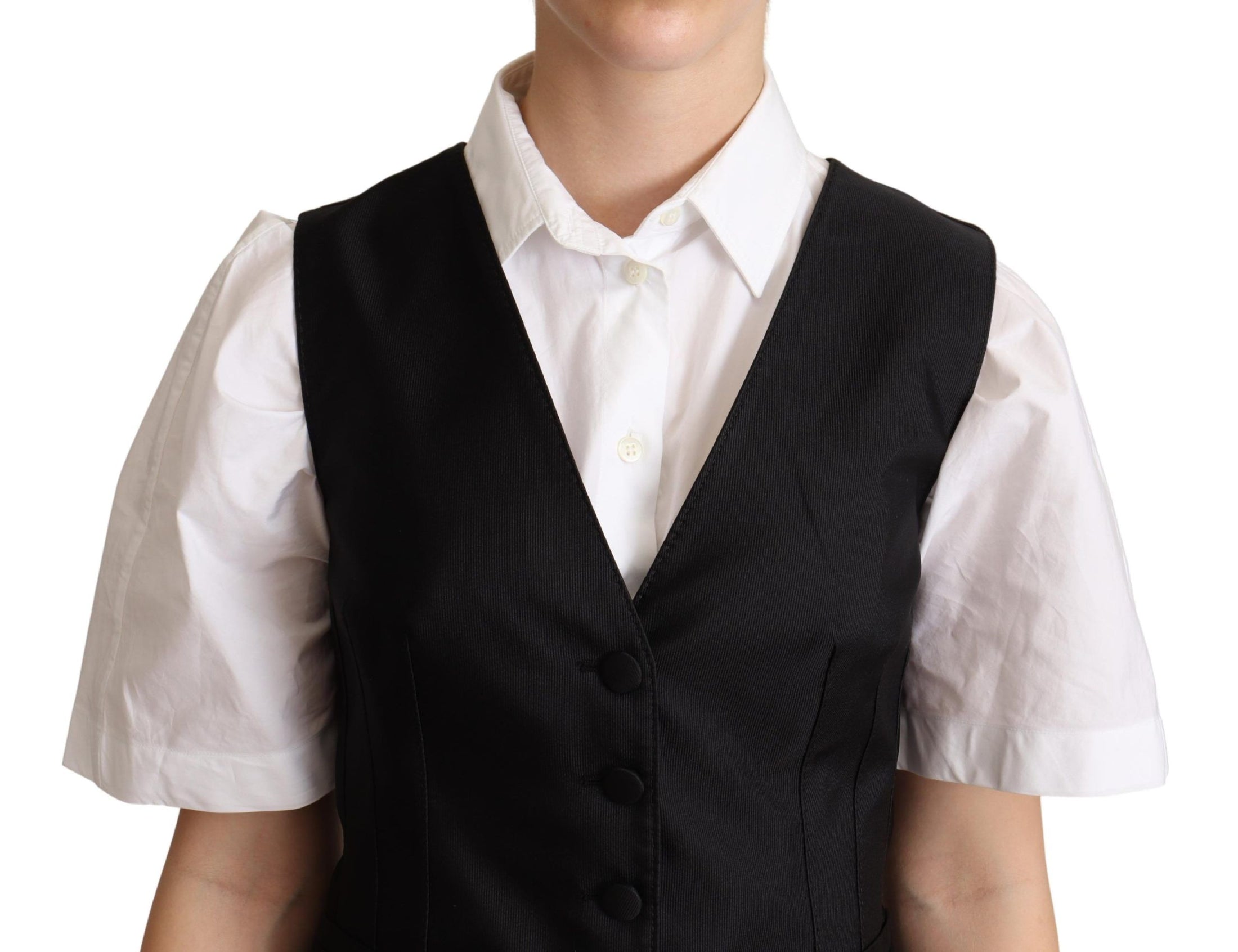 Dolce &amp; Gabbana Elegant black silk blend vest