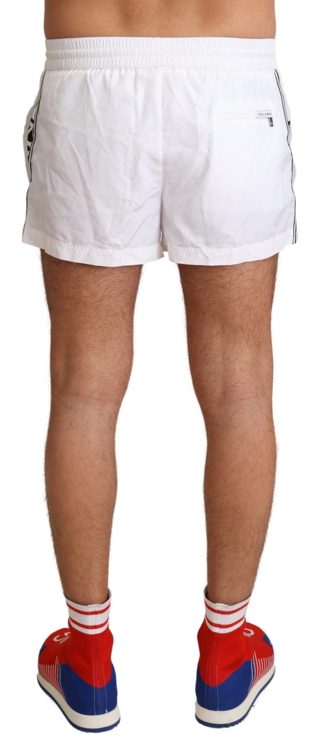 Dolce & Gabbana Elegante weiße Badehose mit KING-Motiv