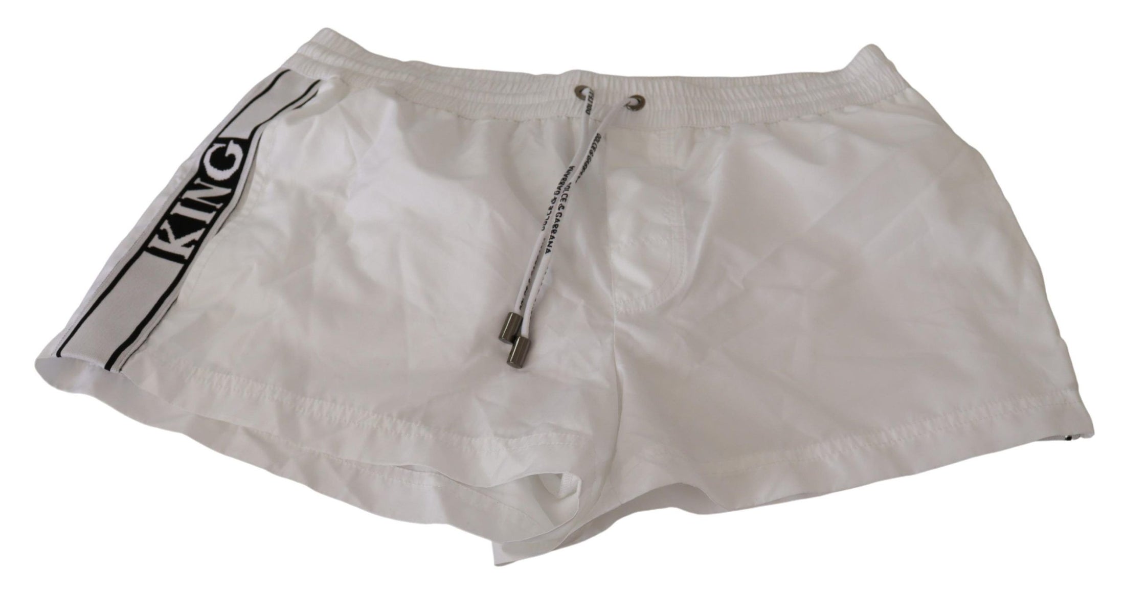 Dolce & Gabbana Elegante weiße Badehose mit KING-Motiv