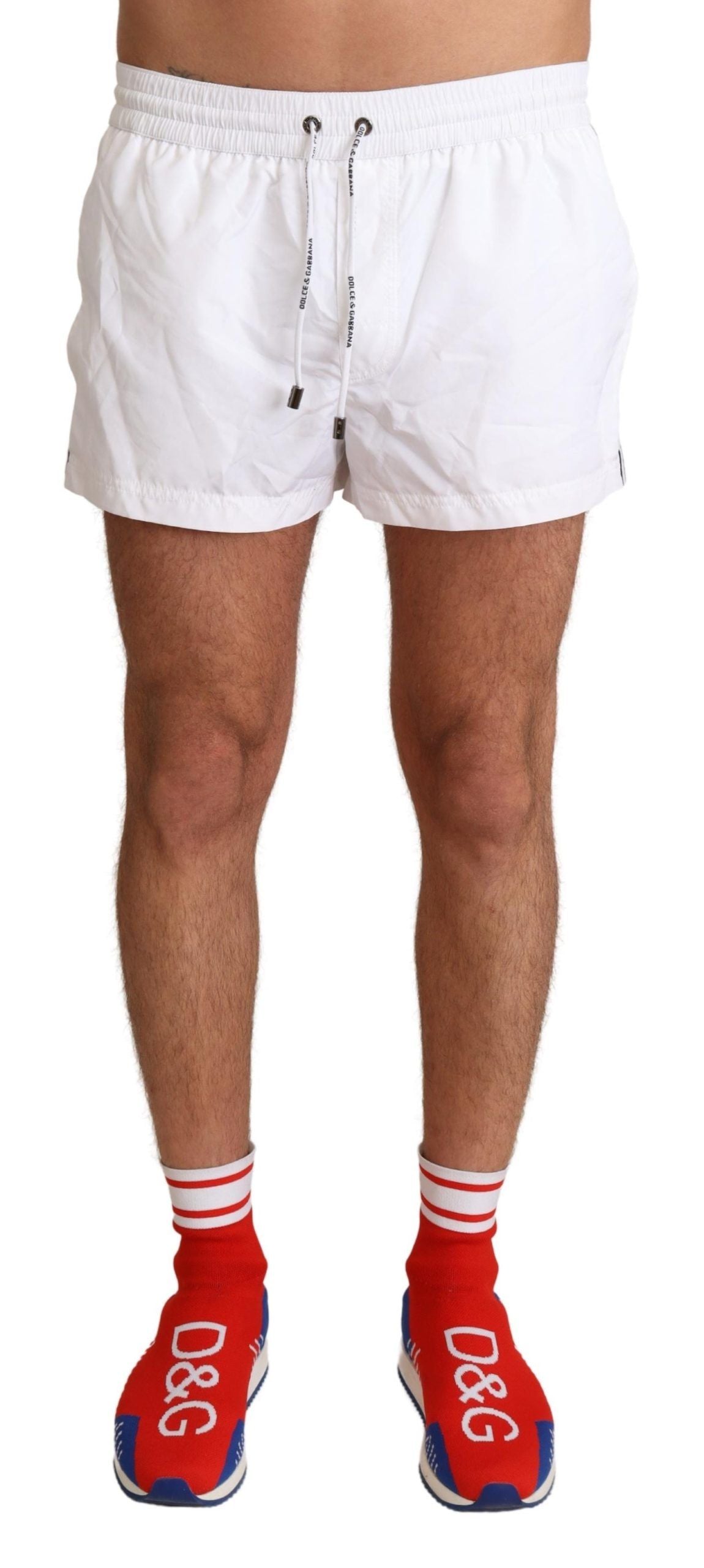 Dolce & Gabbana Elegante weiße Badehose mit KING-Motiv