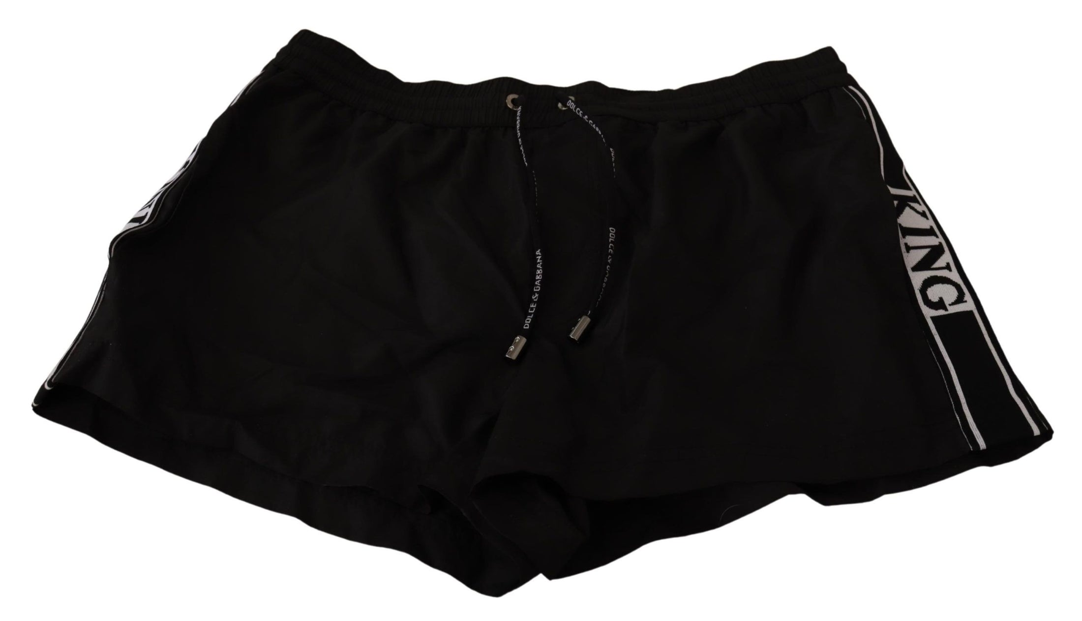 Dolce &amp; Gabbana Elegant black KING motif swimming trunks