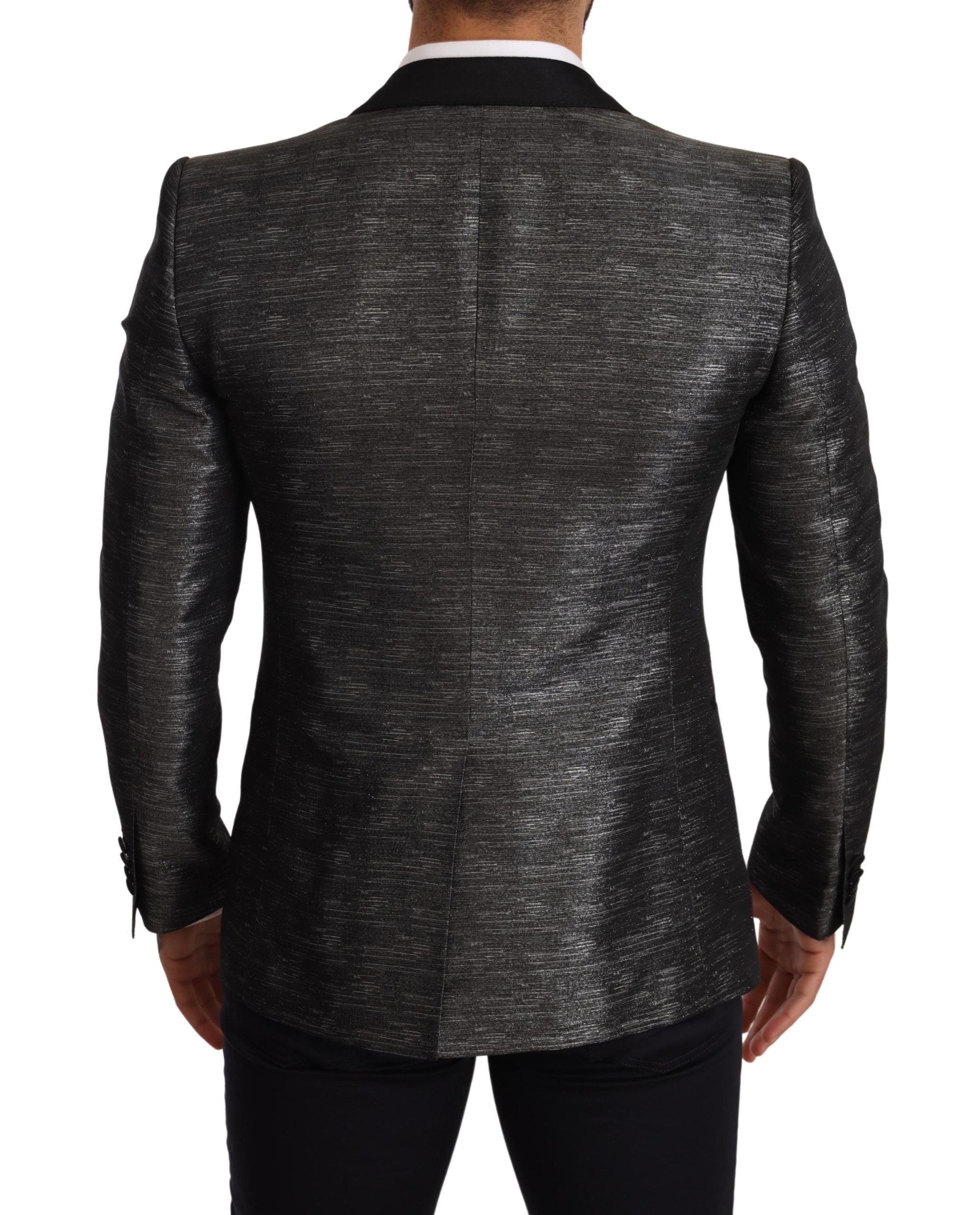 Dolce &amp; Gabbana Metallic gray jacquard slim fit blazer