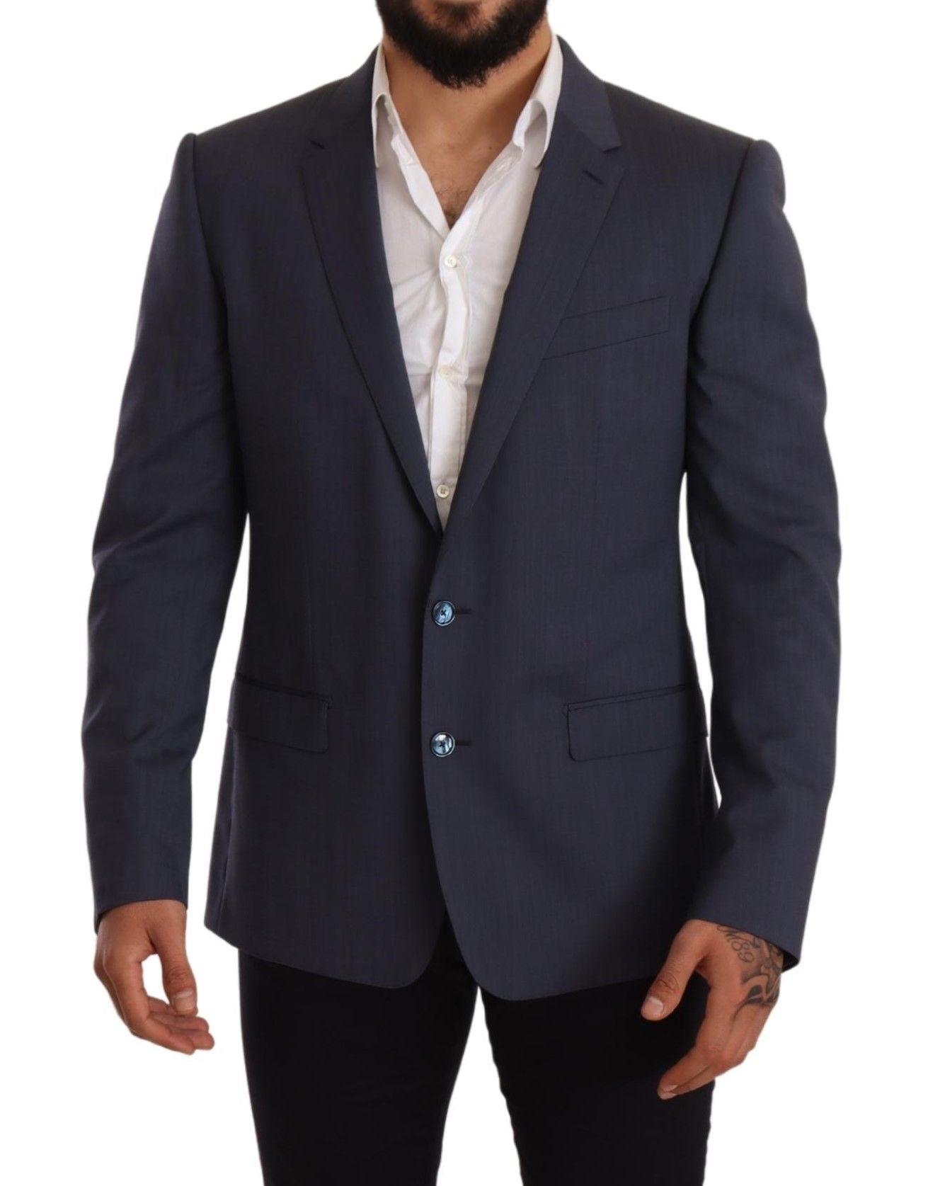 Dolce & Gabbana Elegante Blazer-Jacke aus blauer Wolle Martini