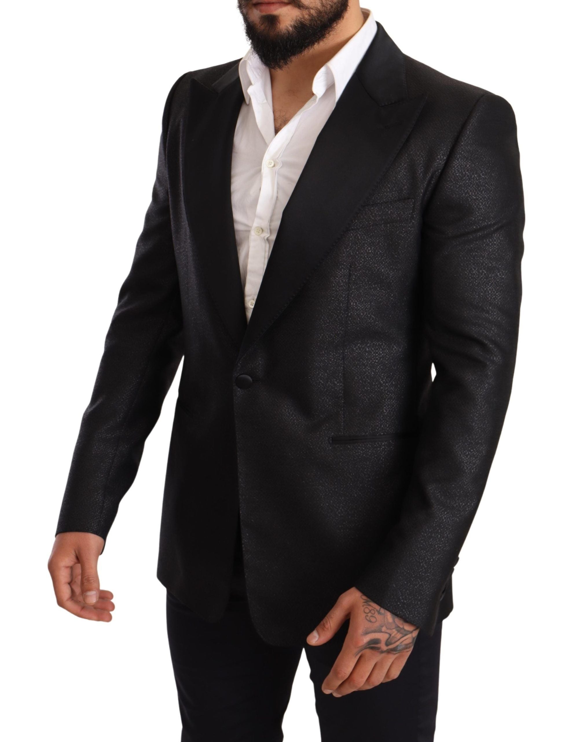 Dolce &amp; Gabbana Elegant Black Metallic Slim Fit Blazer Jacket