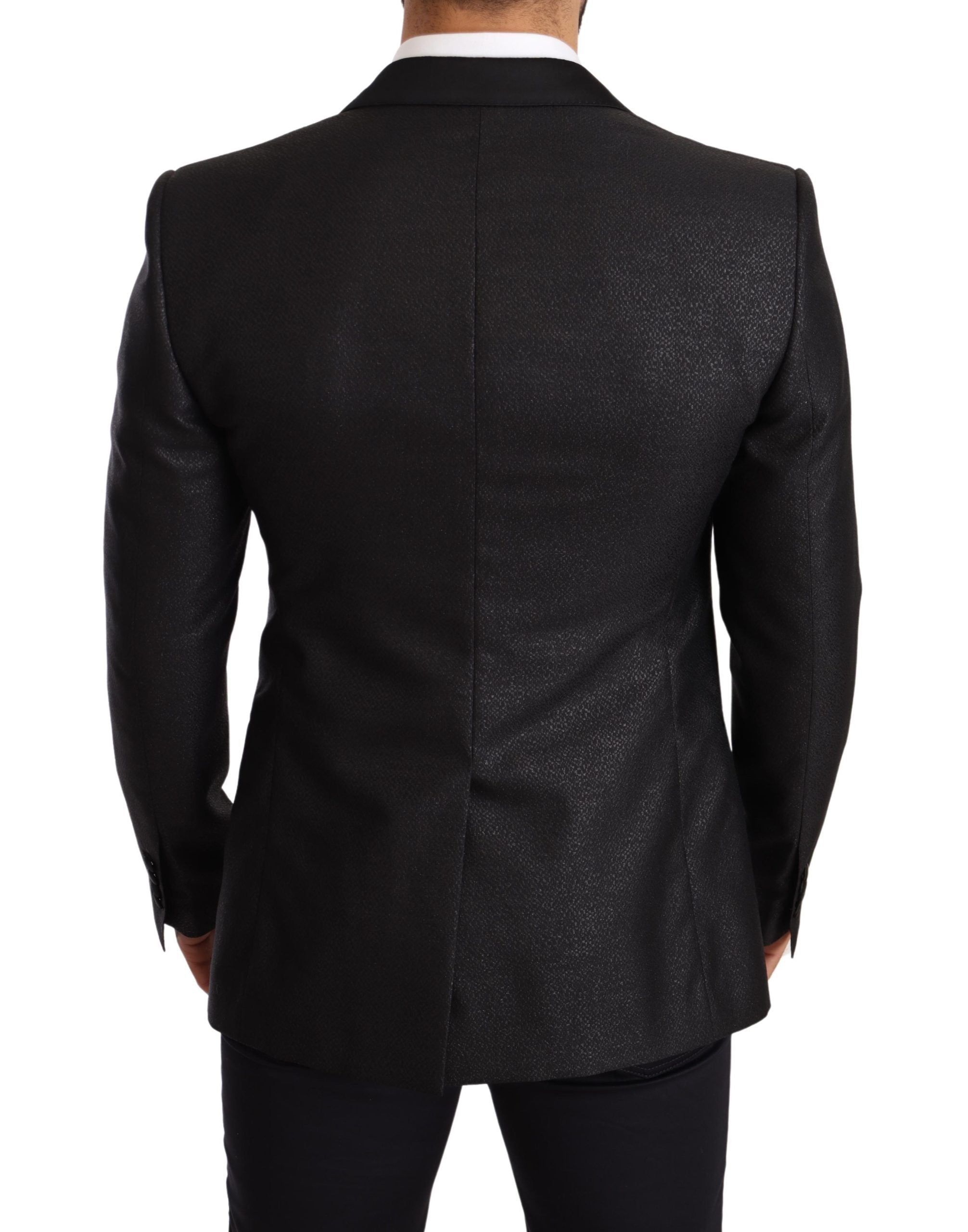 Dolce &amp; Gabbana Elegant Black Metallic Slim Fit Blazer Jacket