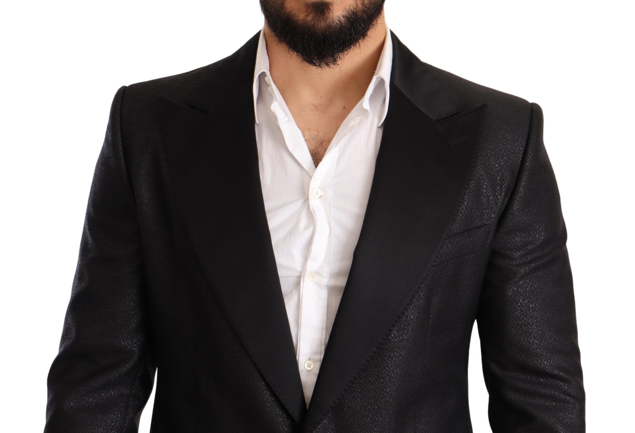 Dolce &amp; Gabbana Elegant Black Metallic Slim Fit Blazer Jacket