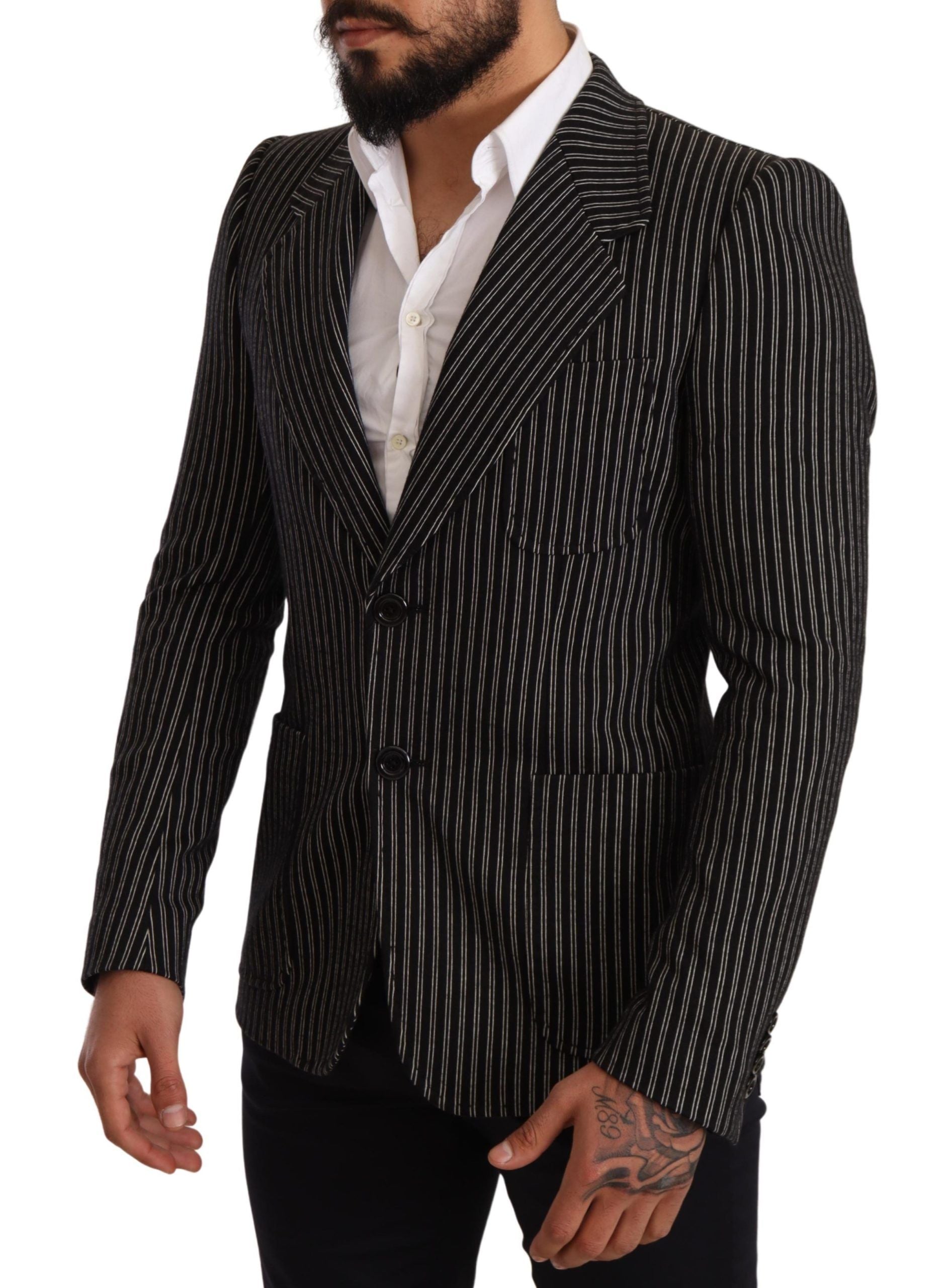 Dolce &amp; Gabbana Elegant black striped blazer made of virgin wool