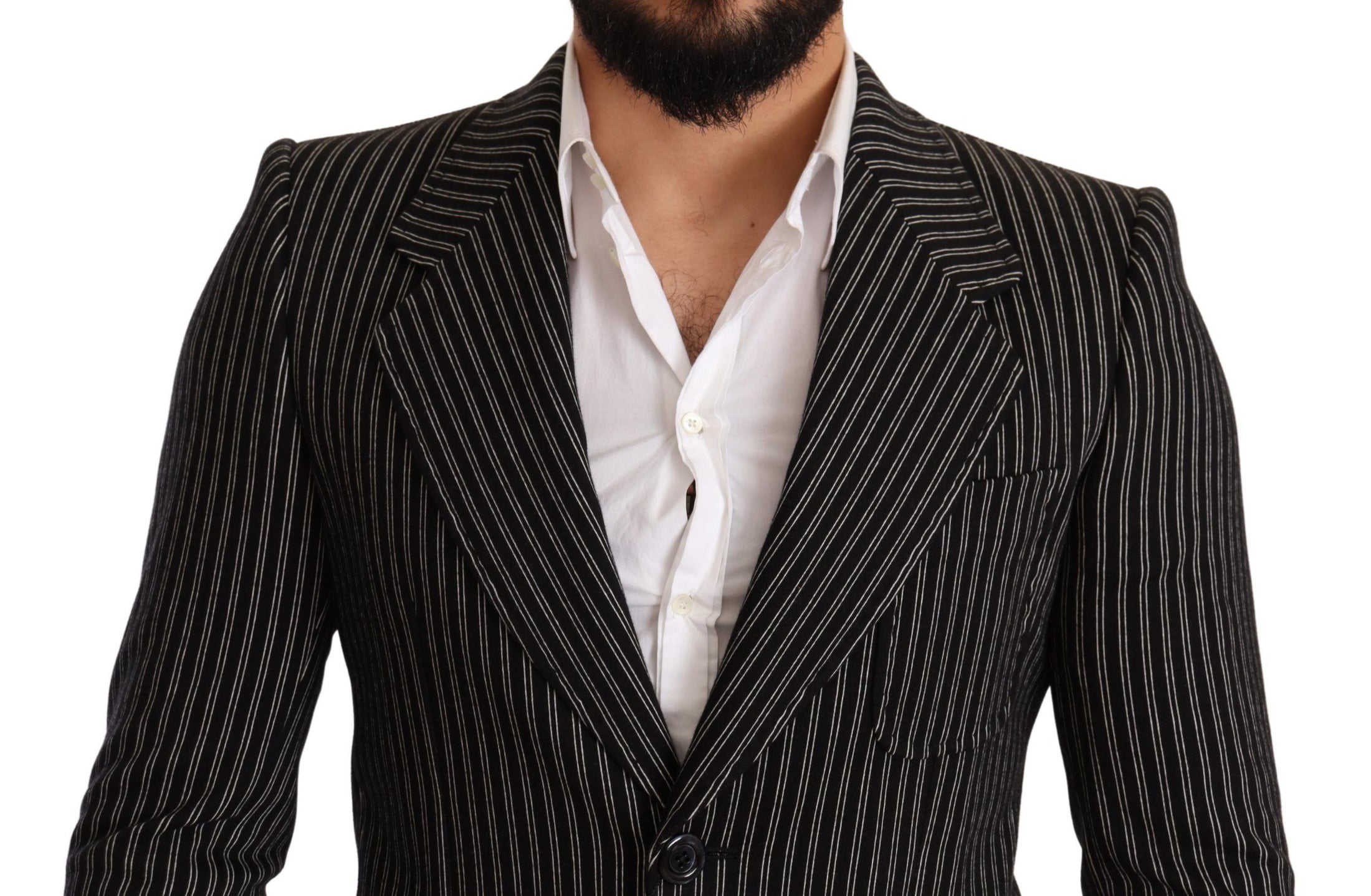 Dolce &amp; Gabbana Elegant black striped blazer made of virgin wool