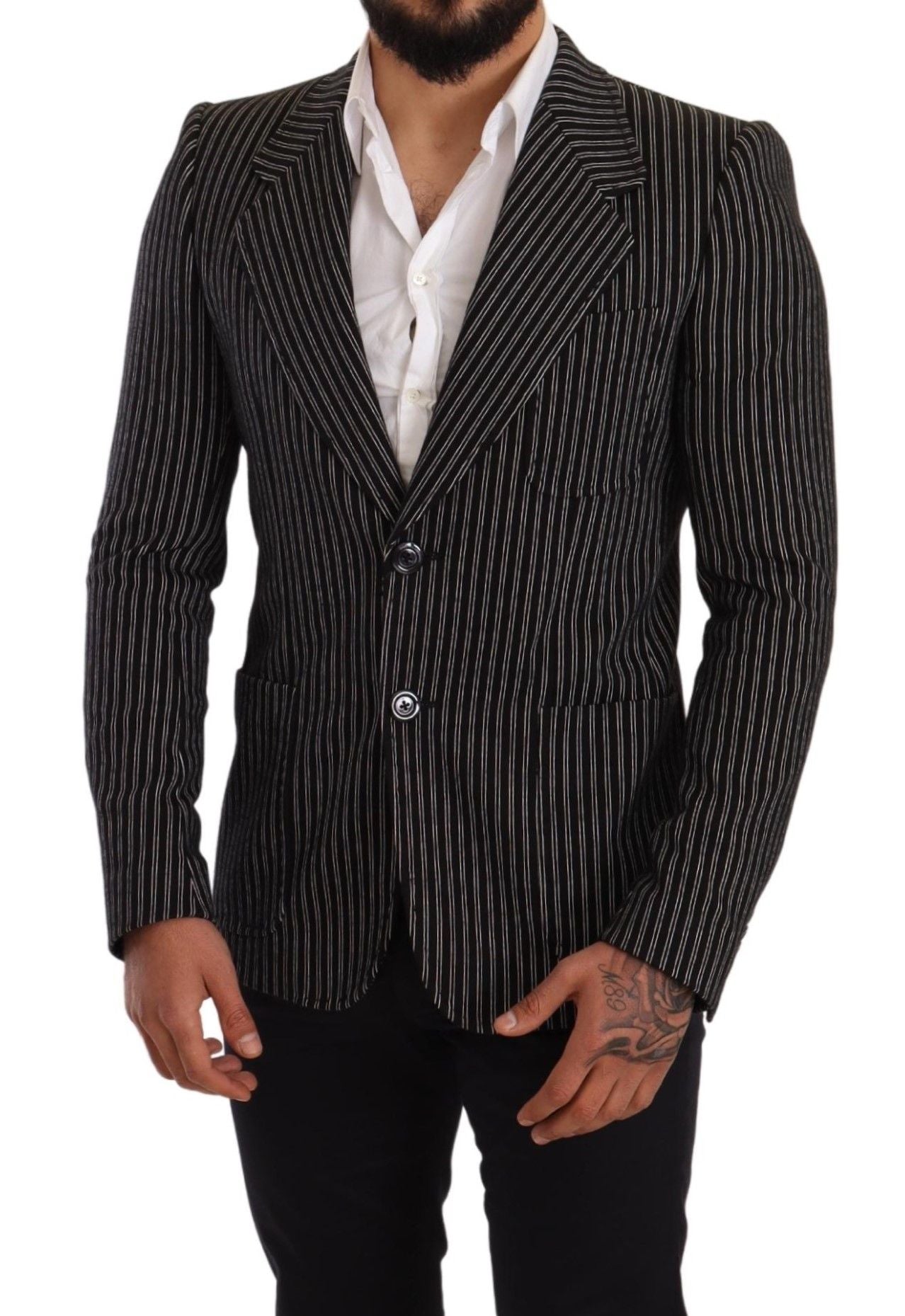 Dolce &amp; Gabbana Elegant black striped blazer made of virgin wool