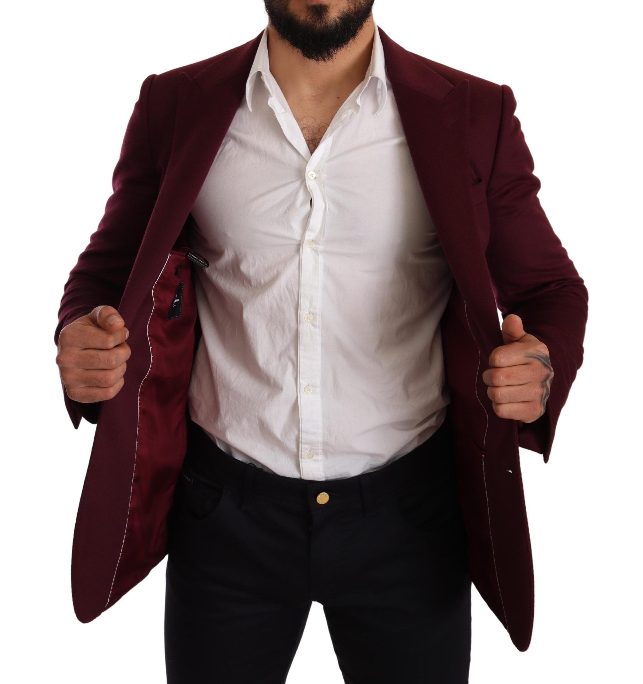 Dolce & Gabbana Eleganter kastanienbrauner Bordeaux-Blazer aus Kaschmir