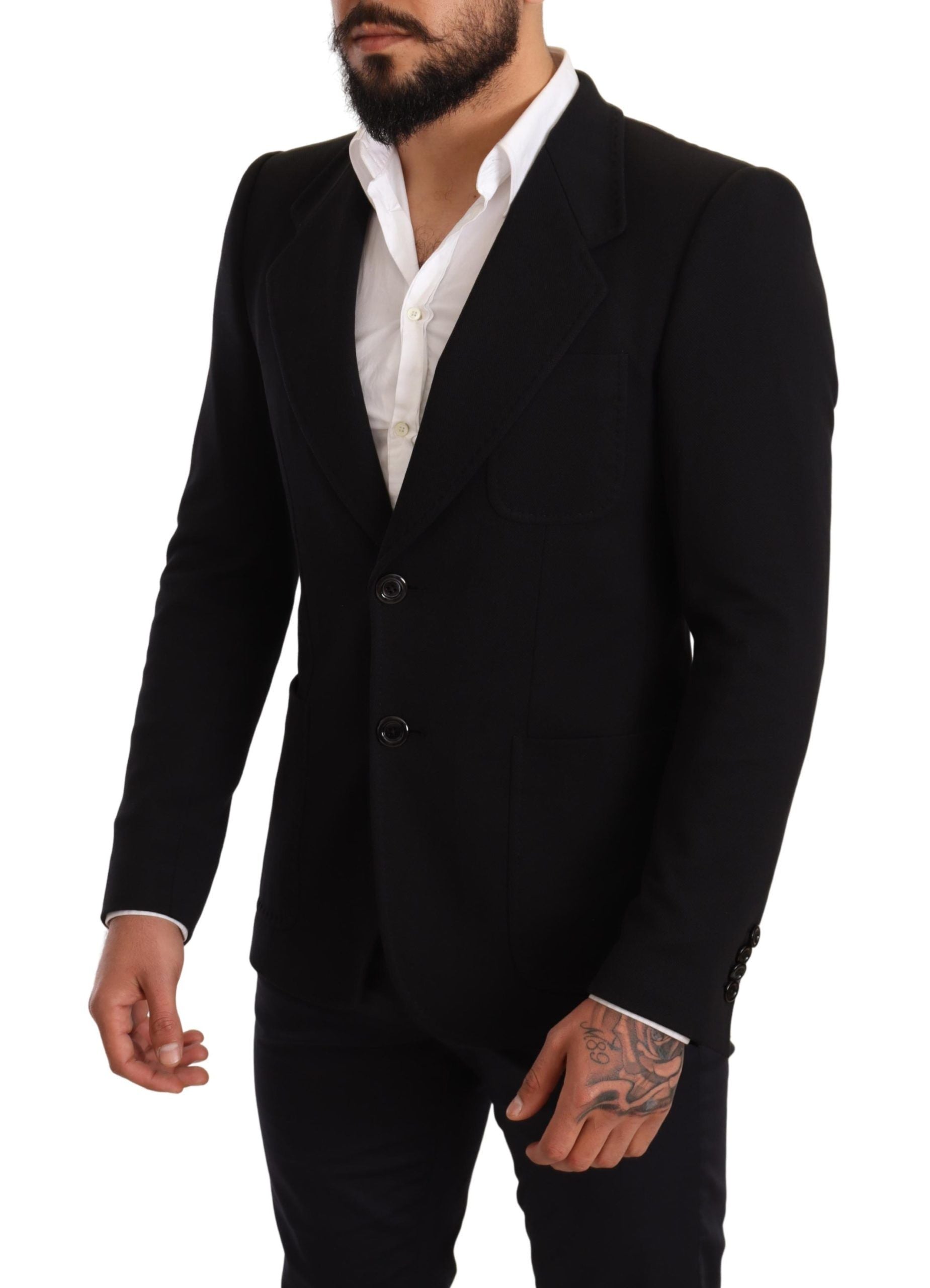 Dolce & Gabbana Eleganter, schmal geschnittener Blazer aus schwarzer Baumwolle