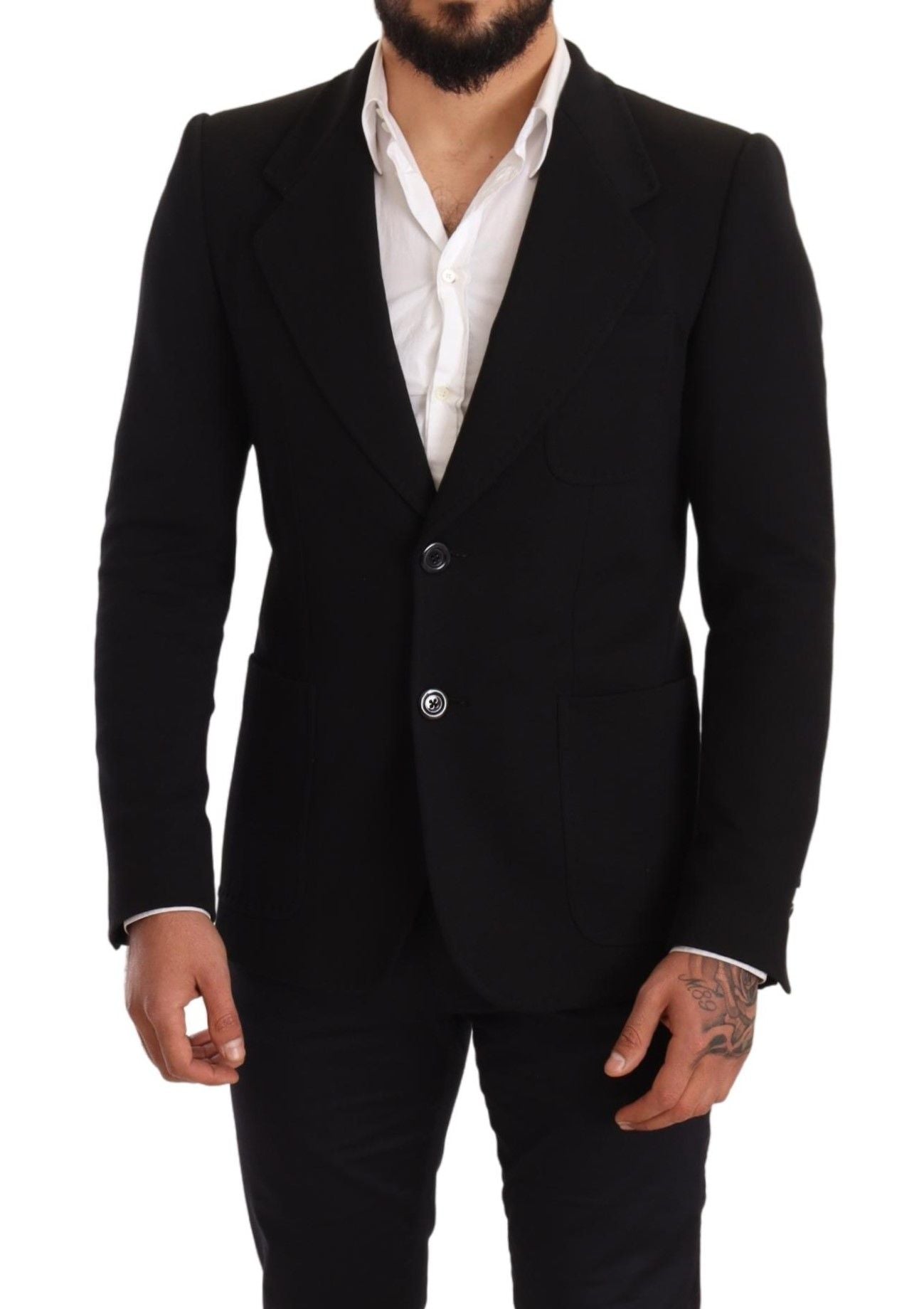 Dolce & Gabbana Eleganter, schmal geschnittener Blazer aus schwarzer Baumwolle