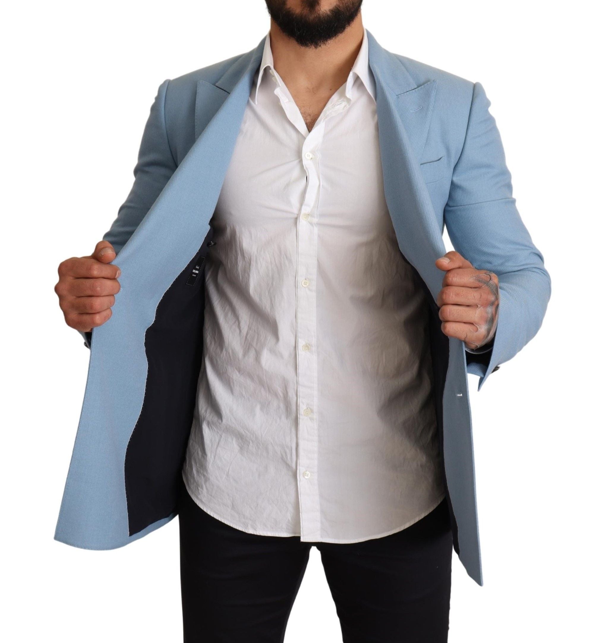 Dolce & Gabbana Eleganter blauer Kaschmir-Seiden-Blazer für Herren