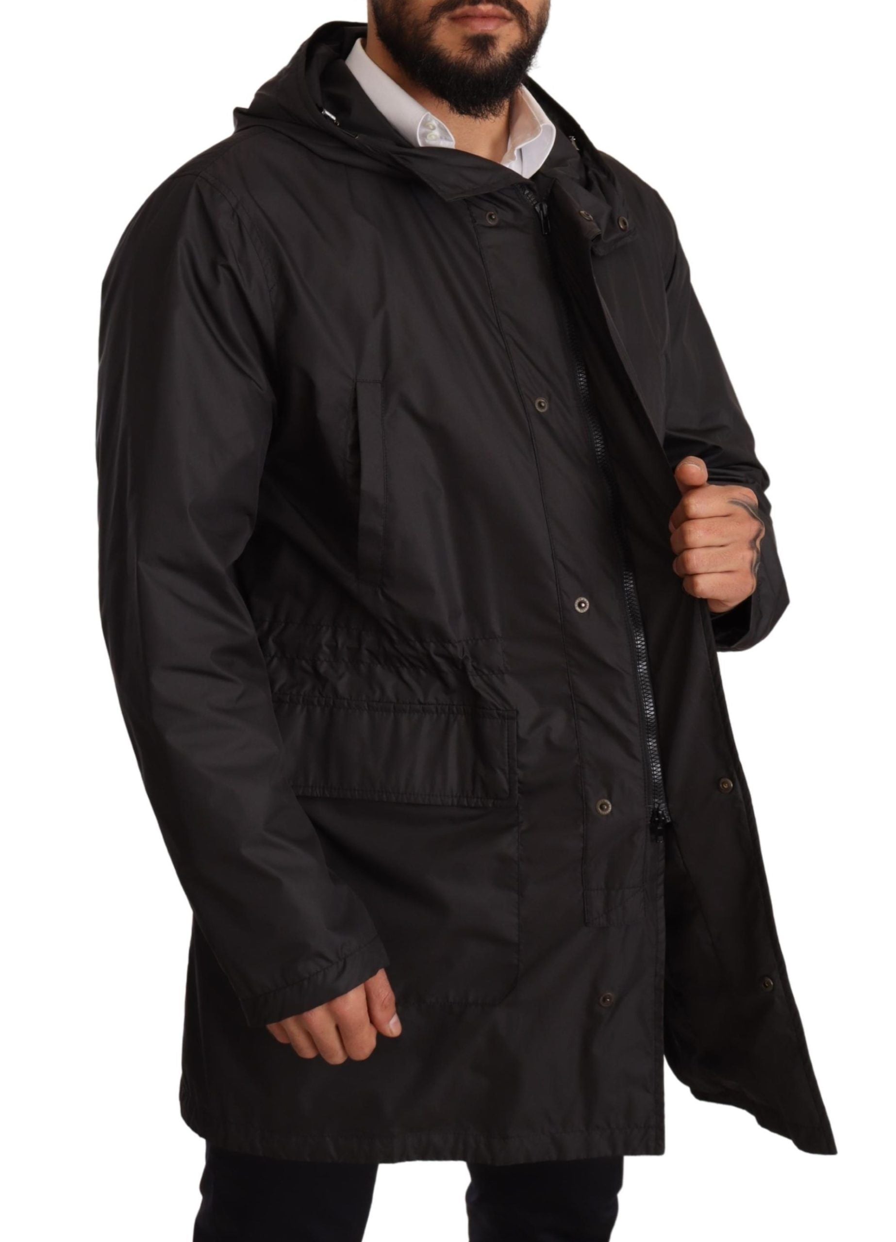 Dolce & Gabbana Elegante Schwarze Blouson-Jacke mit Kapuze