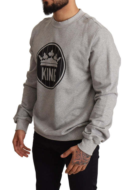 Dolce & Gabbana Regal Crown Pullover aus Baumwolle - Sophisticated Gray