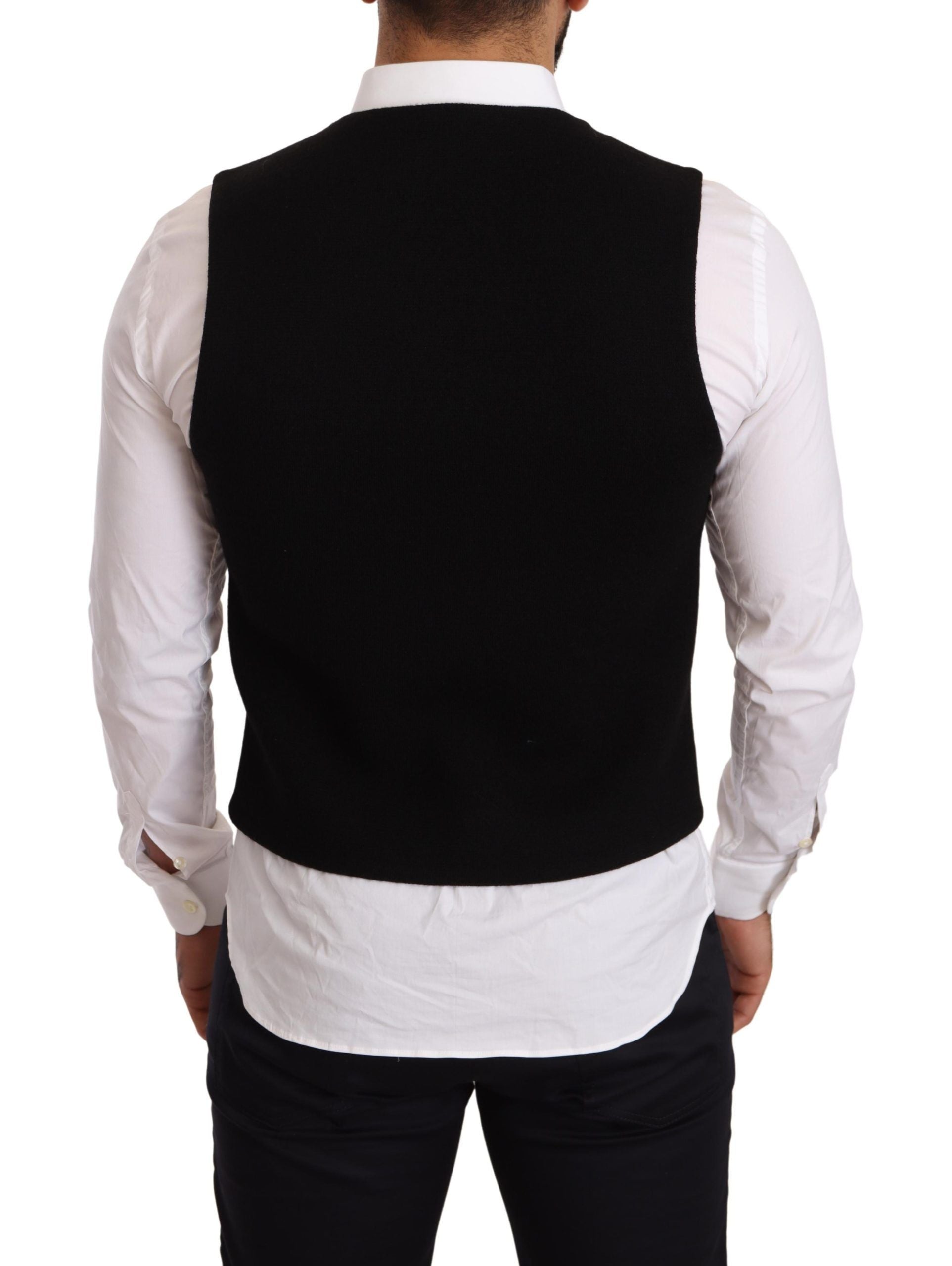 Dolce &amp; Gabbana Elegant black cotton vest for formal occasions