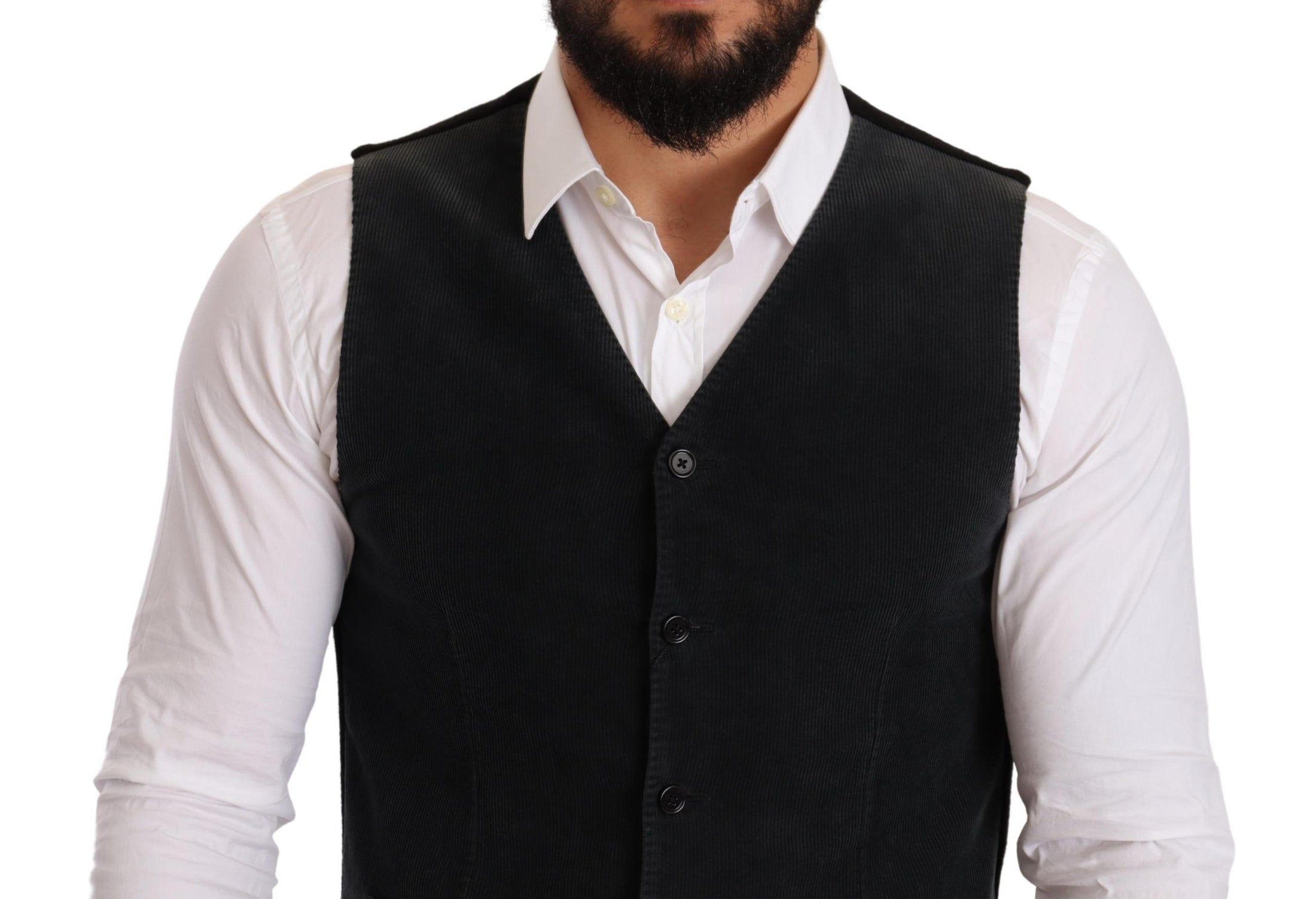 Dolce &amp; Gabbana Elegant black cotton vest for formal occasions