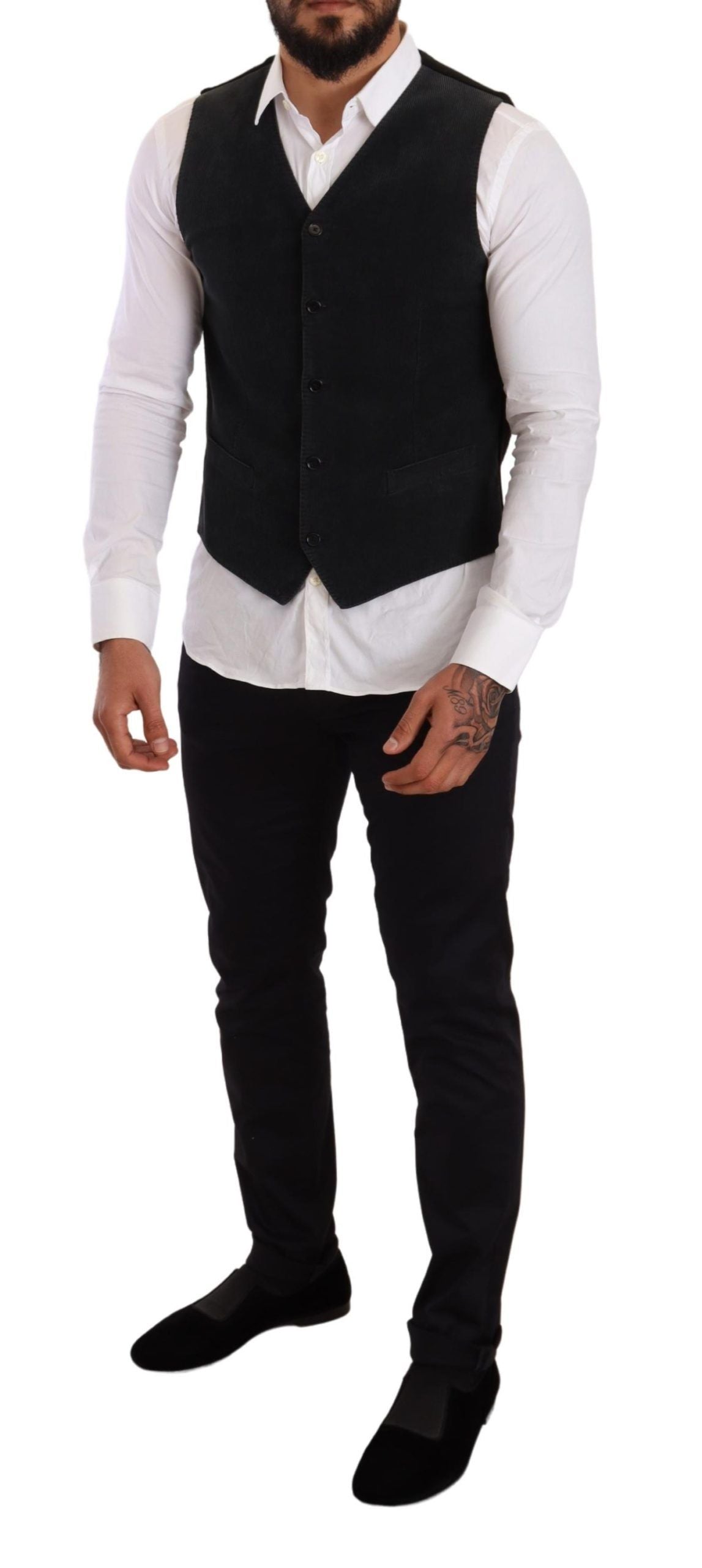 Dolce &amp; Gabbana Elegant black cotton vest for formal occasions