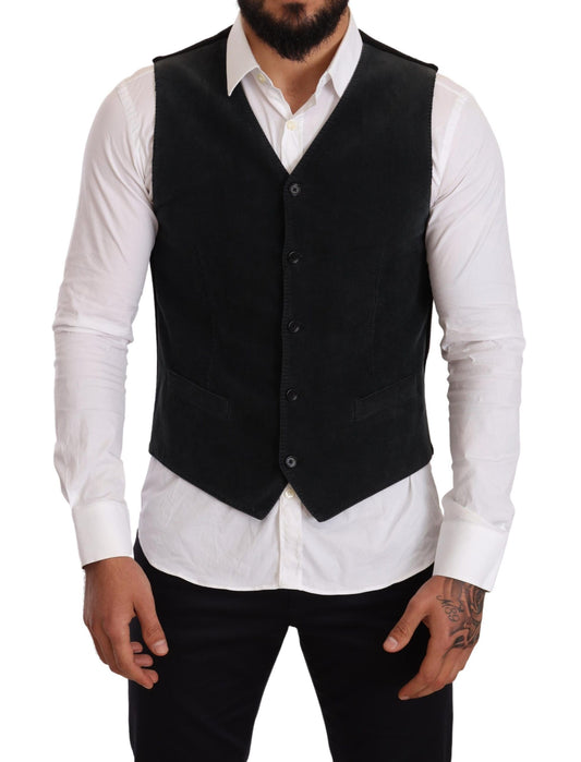 Dolce &amp; Gabbana Elegant black cotton vest for formal occasions