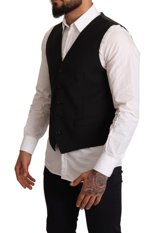 Dolce &amp; Gabbana Elegant black waistcoat for formal occasions