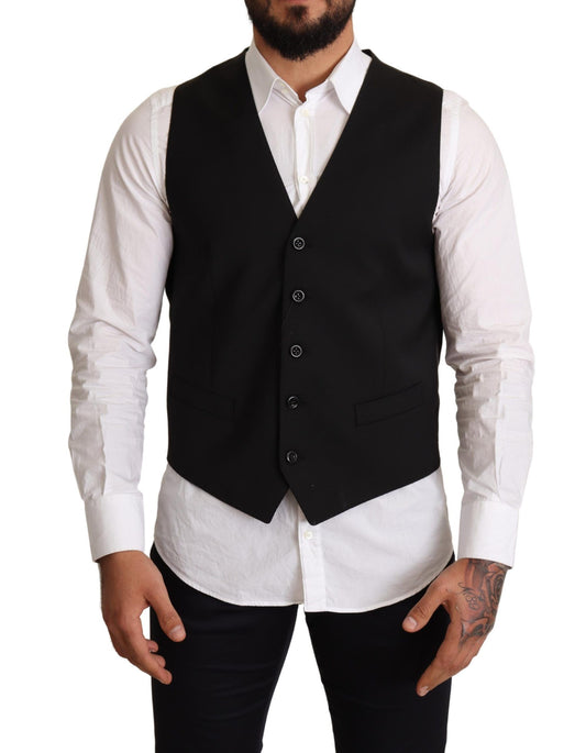 Dolce &amp; Gabbana Elegant black waistcoat for formal occasions