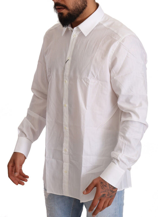 Dolce &amp; Gabbana White Cotton Martini Fit Shirt