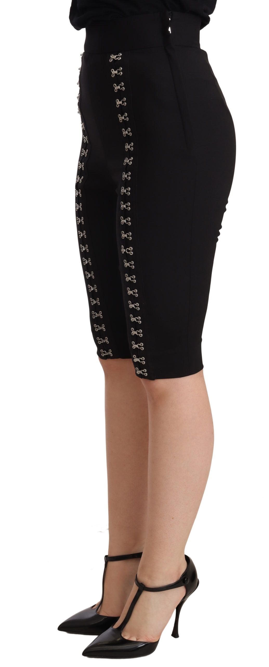 Dolce &amp; Gabbana Elegant black wool high waist shorts