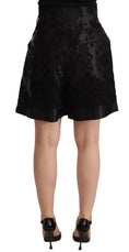 Load image into Gallery viewer, Dolce & Gabbana Elegant silk shorts in black floral brocade
