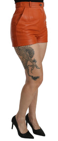 Load image into Gallery viewer, Dolce & Gabbana Chic orange high waist leather hot pants
