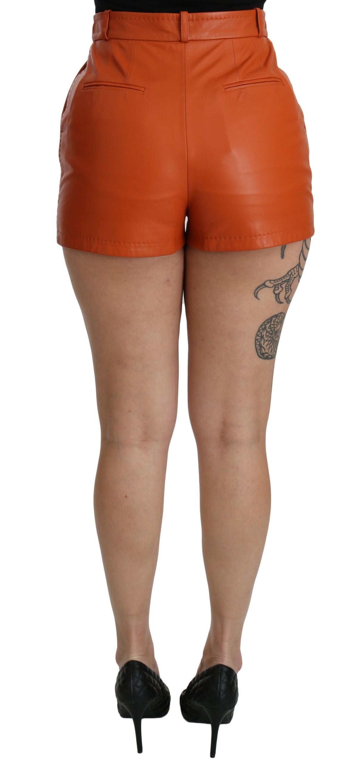 Dolce &amp; Gabbana Chic orange high waist leather hot pants