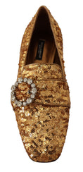 Load image into Gallery viewer, Dolce & Gabbana Elegante Gold Pailletten Kristall Flats
