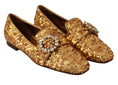 Load image into Gallery viewer, Dolce & Gabbana Elegante Gold Pailletten Kristall Flats
