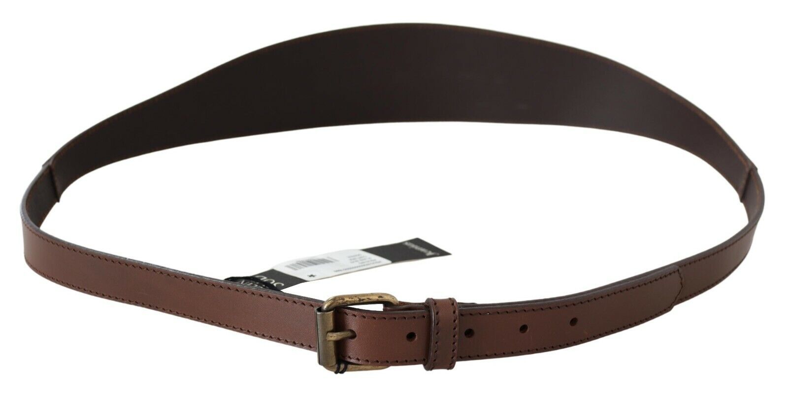 PLEIN SUD Chic brown leather belt with bronze-colored hardware