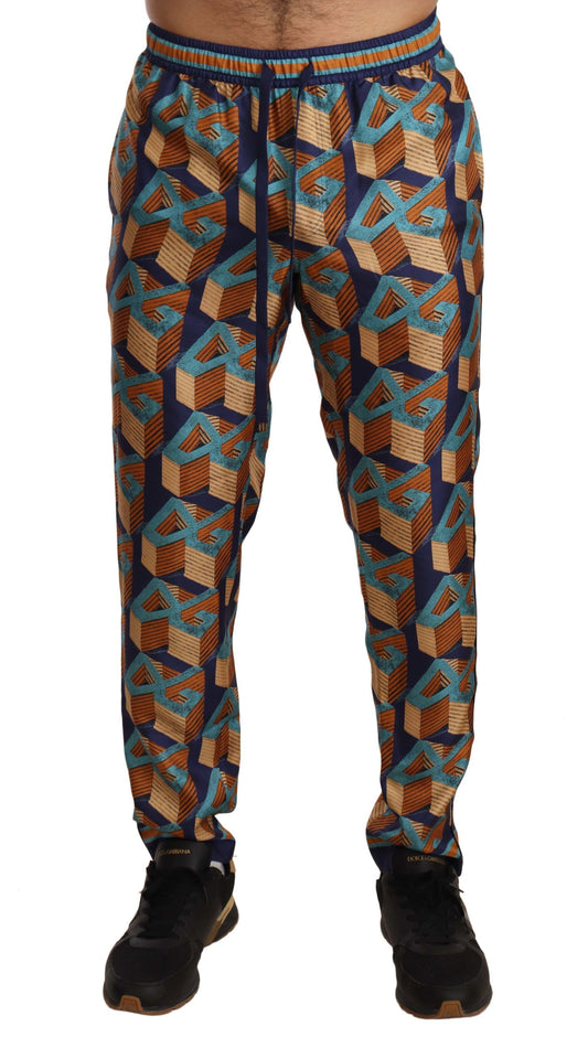 Dolce &amp; Gabbana Elegant silk jogging pants with a vibrant print