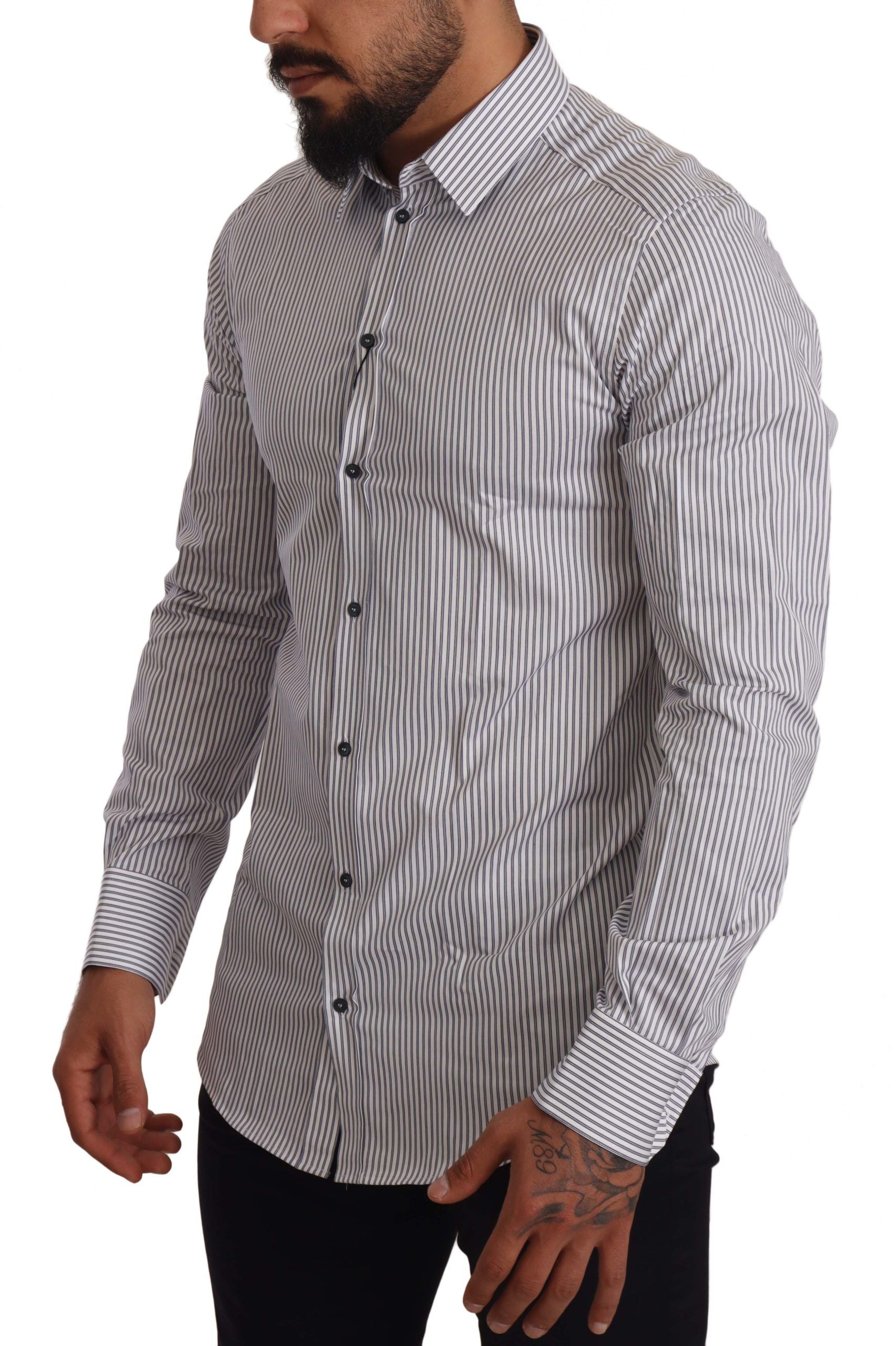 Dolce &amp; Gabbana Elegant slim fit shirt made of striped cotton