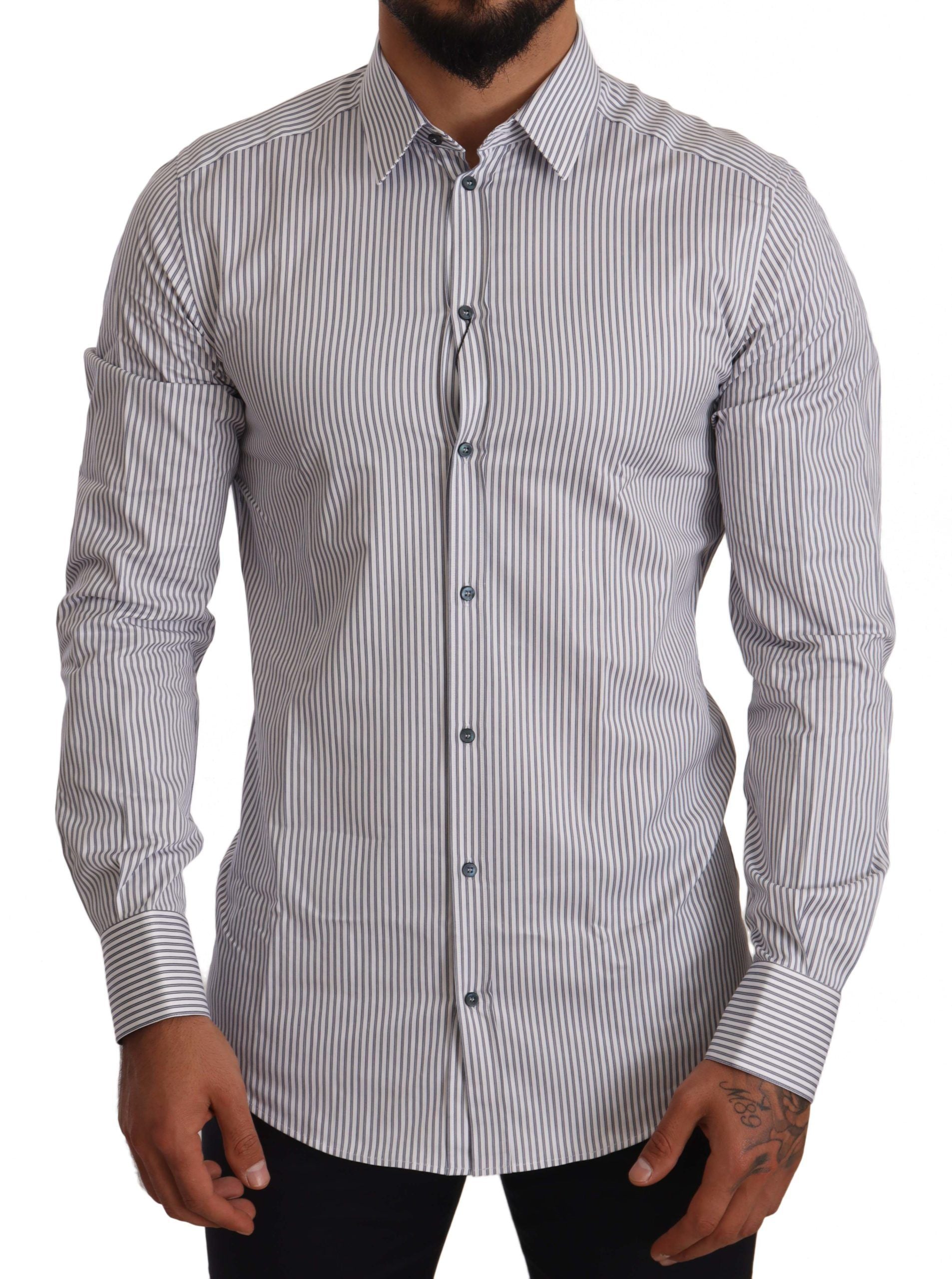 Dolce &amp; Gabbana Elegant slim fit shirt made of striped cotton